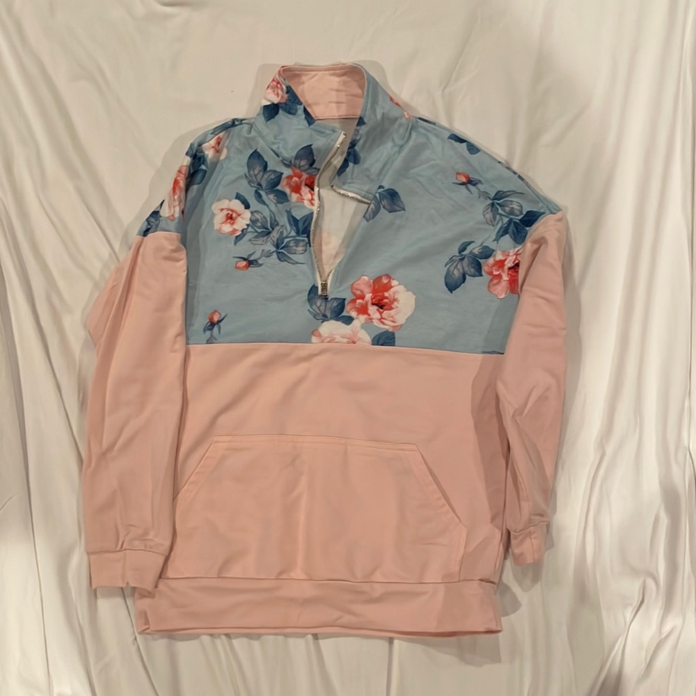 AlvaQ Sweatshirt Casual Long Sleeve Quarter Zip Pullover Tunic Top With Pockets